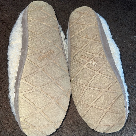 LL Bean Women's Cream Knit Wicked Good Fleece Lined Cozy Slippers Size 10 M - Picture 2 of 8